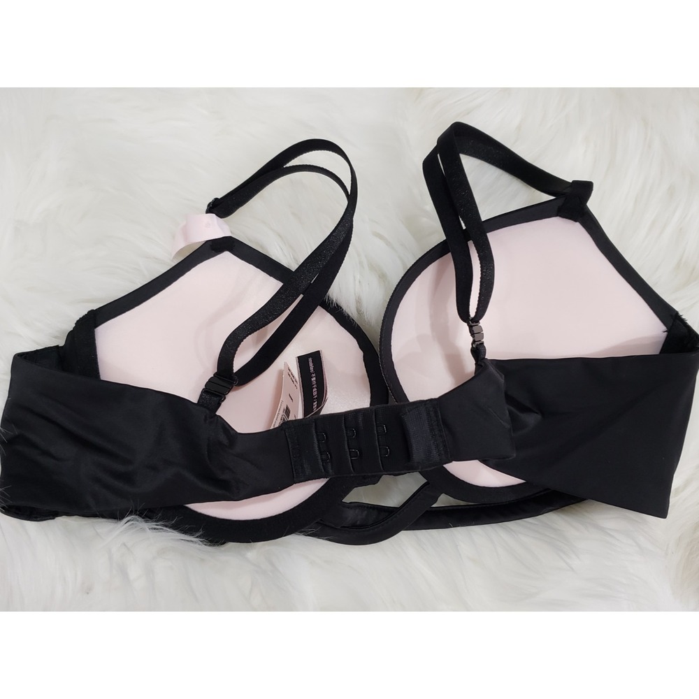 NEW Victorias Secret Very Sexy Lace Low Cut Demi Bedazzled Bra Black 36B PUSH UP - Picture 6 of 6